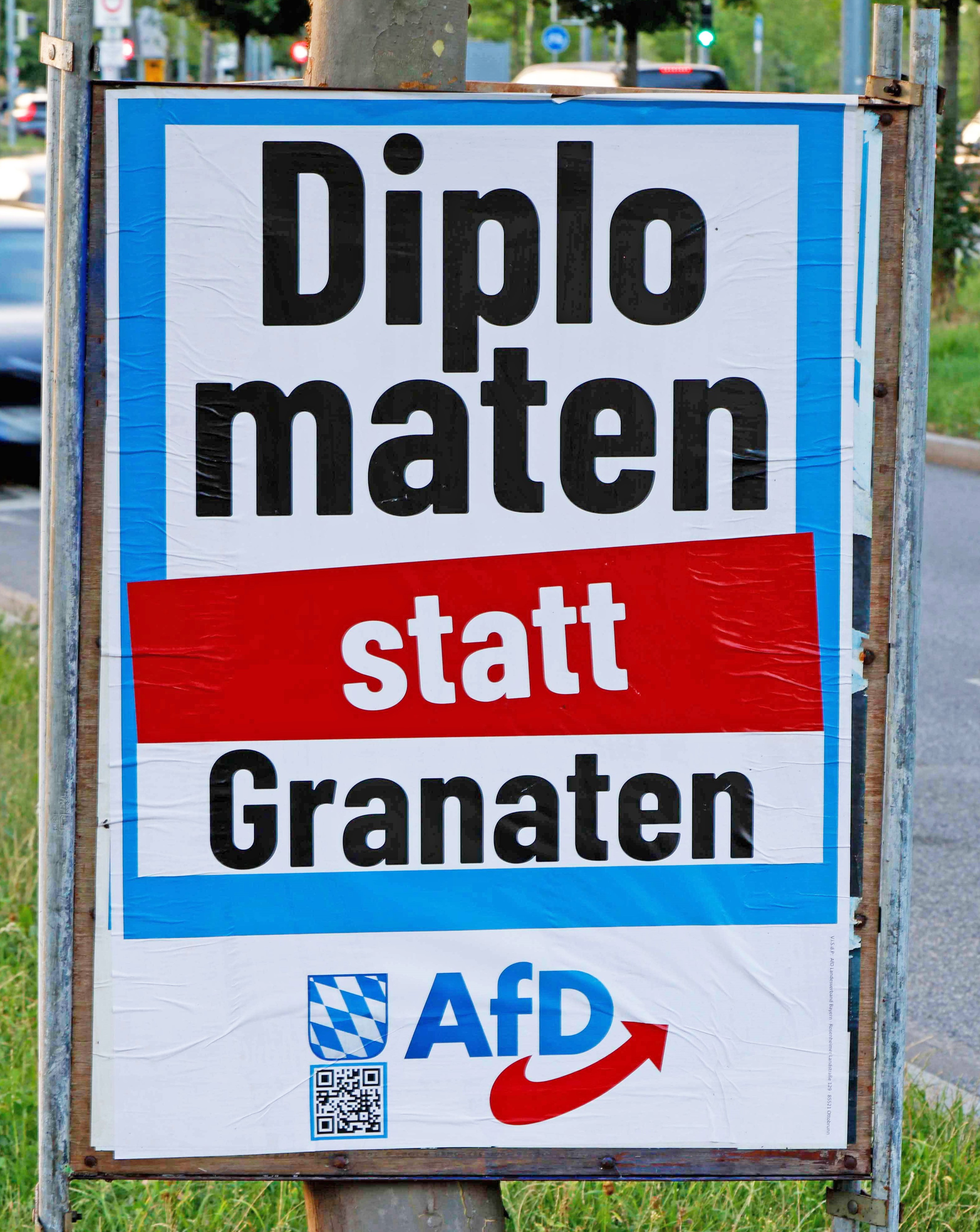 Wahlplakat der AfD gegen Unterstützung der Ukraine