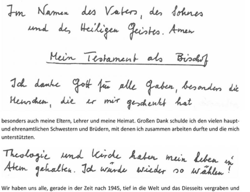 Das geistliche Testament von Kardinal Karl Lehmann