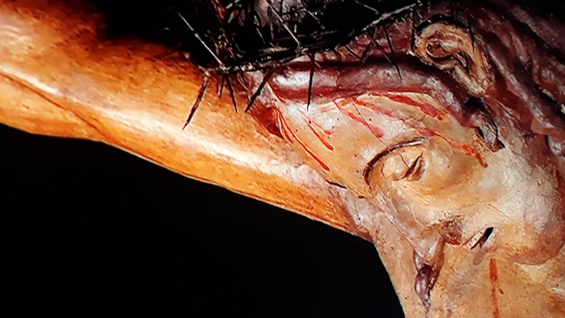 Nahaufnahme von Jesus am Kreuz